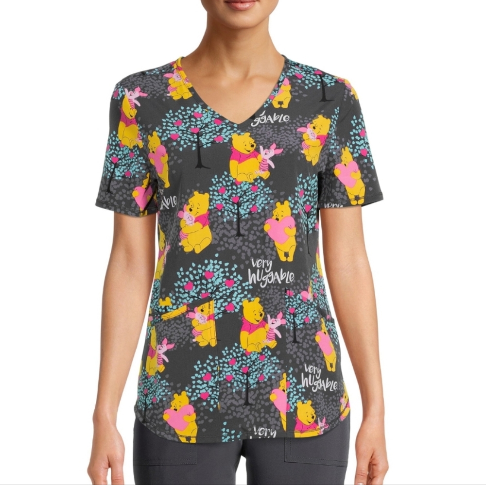Scrubstar | Disney Winnie the Pooh V-Neck Scrub Top Size M